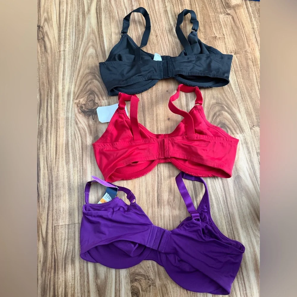 Olga Minimizer Underwire Bra 4DD Lot x3 Black, Red, Purple - Picture 2 of 7